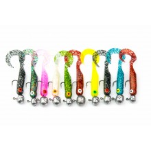 Gumy Great Fish GF1 twister (49mm) MIX - 10szt. + główki jigowe